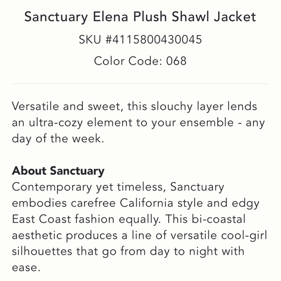 NWOT Anthropologie Sanctuary Elena Plush Shawl Jacket PLUS - Picture 15 of 17